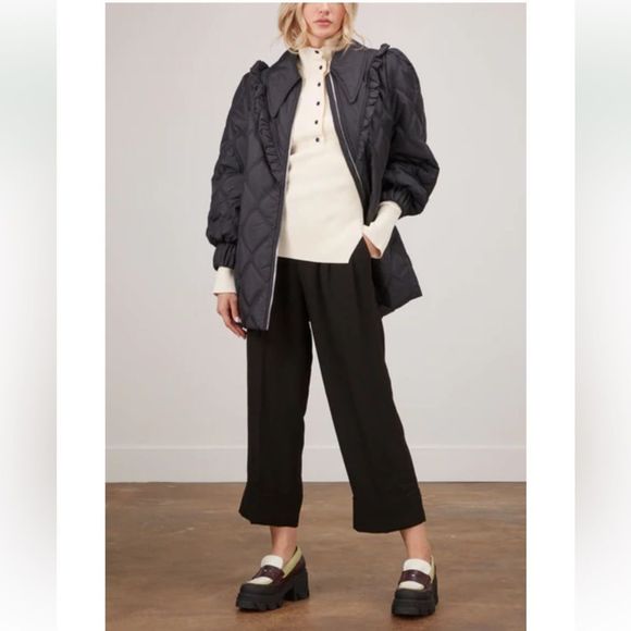 Ganni Ripstop Quilt Jacket in Black -36 - Picture 2 of 7